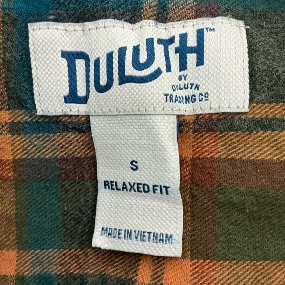Duluth Men's Free Swingin' Flannel Relaxed Fit Shirt Green/Wheat Plaid Size S - Picture 3 of 4